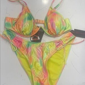 Pastel Tie-Dye Underwire Cheeky Bikini Set